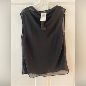 RTA Black Sheer Draped Sleeveless Blouse Top Size M Nordstrom NWT $195